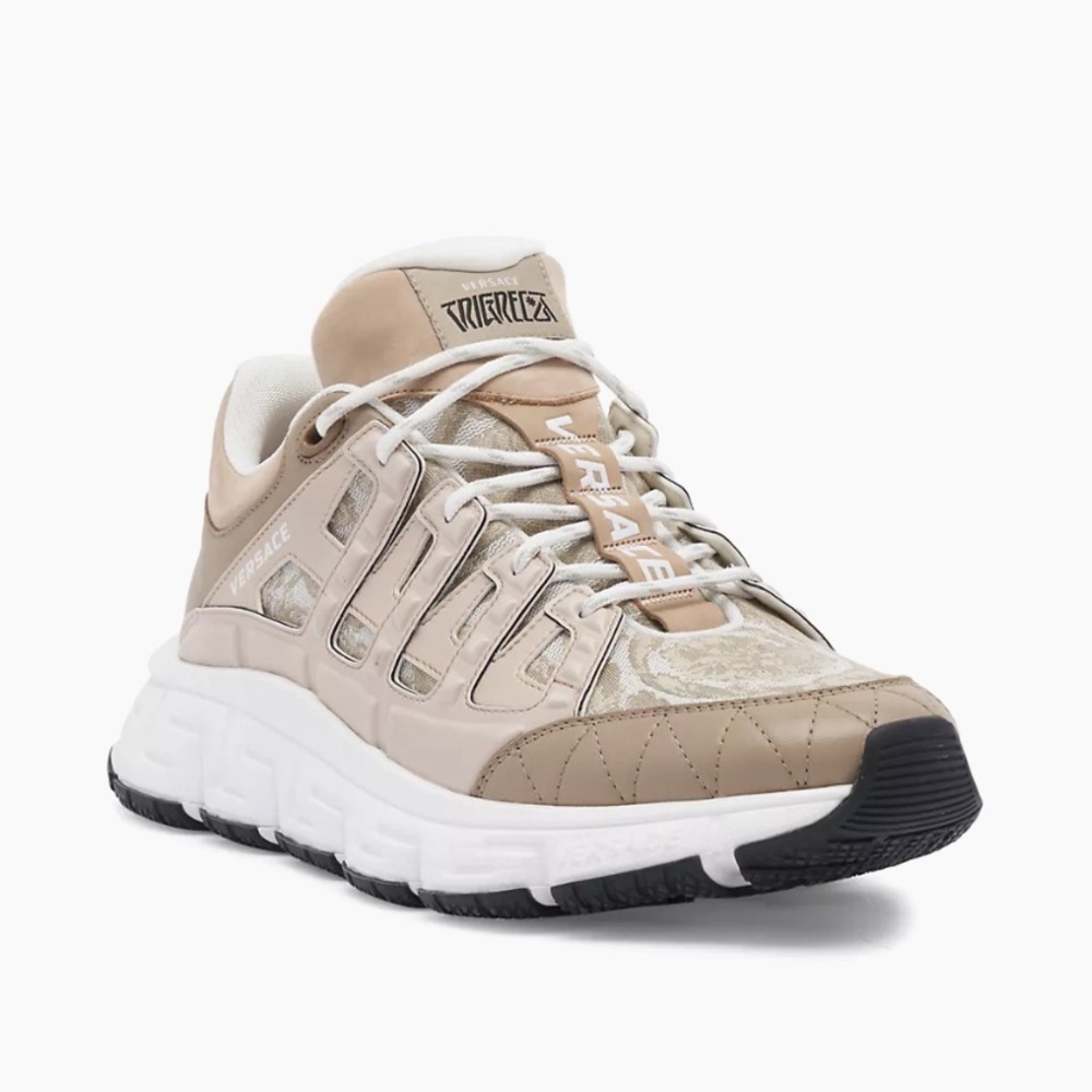 Versace - Leather & Jacquard Barocco Low-Top Sneakers